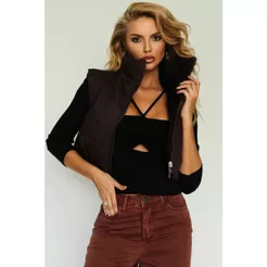 Colete Cropped Puffer Planet Girls Marrom Médio