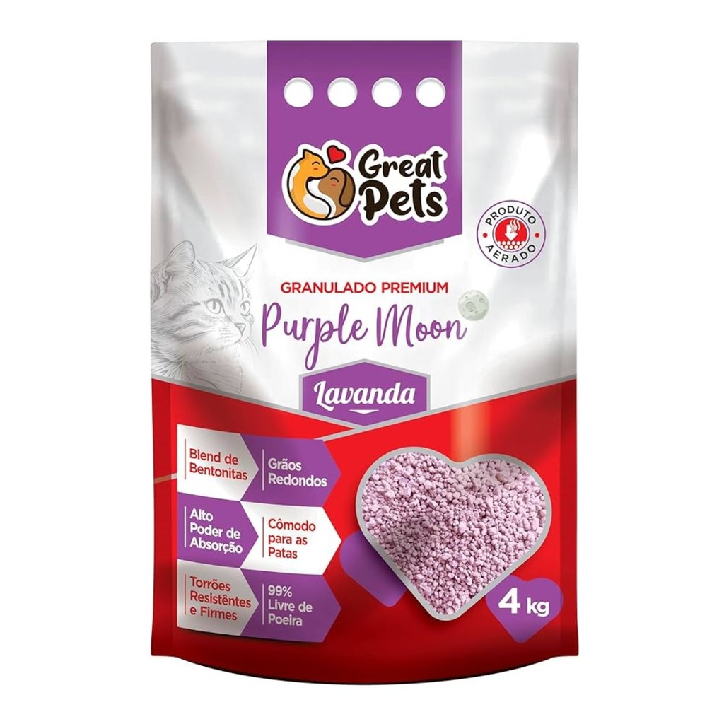 Areia Granulado Gato Great Pets Purple Moon Lavanda 4kg