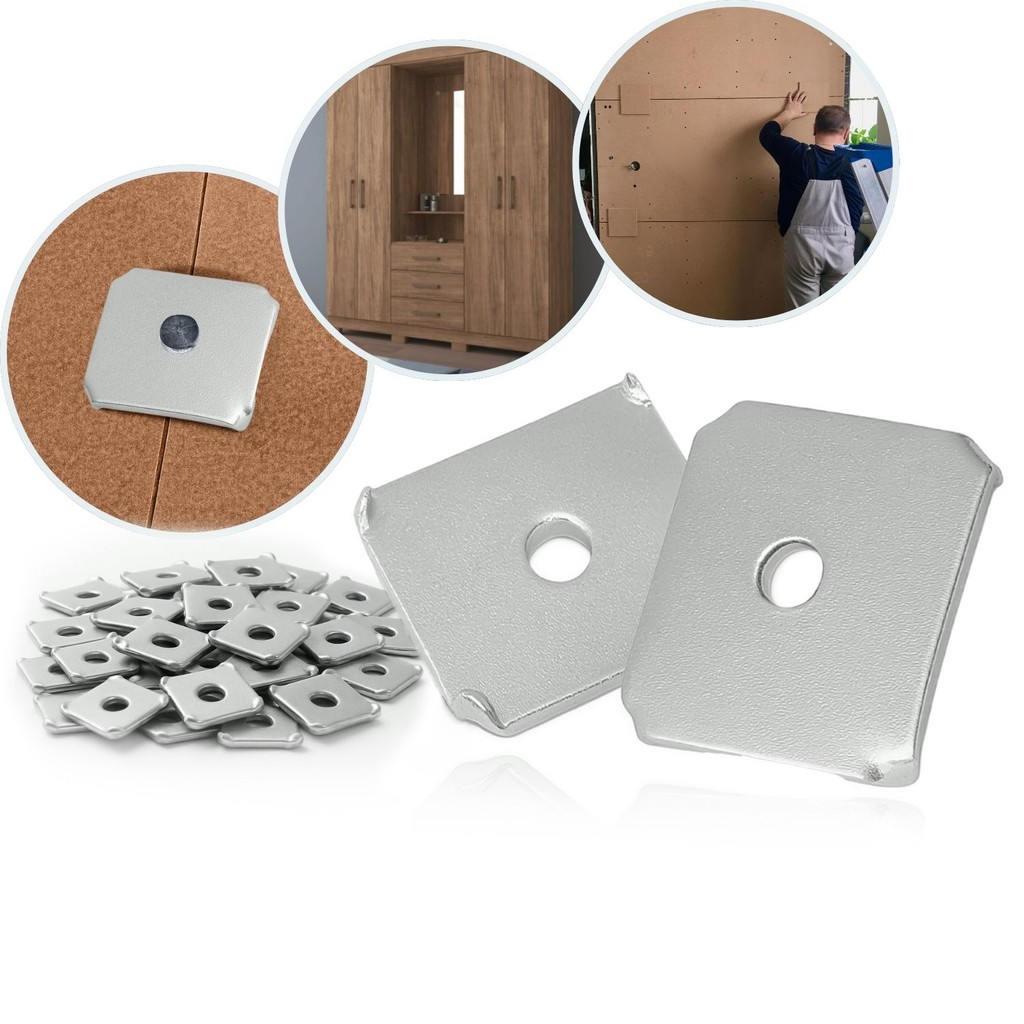 Kit 50 Garra União Fundo Armário Guarda Roupa Roupeiro Fixador Móveis Tarraxa Tarracha Junção Tachinha Chapa MDF Madeira