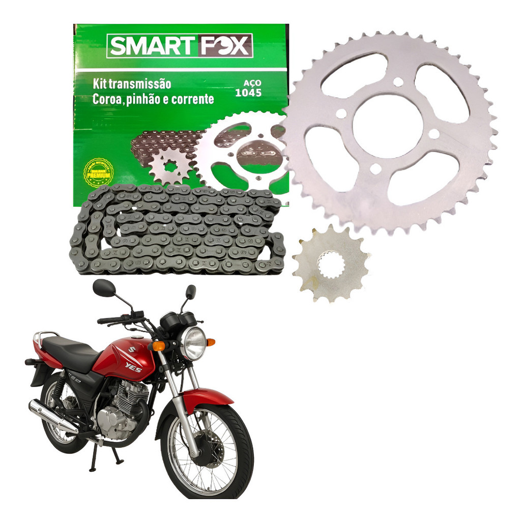 Kit Relação Tração Transmissão Yes 125 Intruder Katana 125 96 97 98 99 2000 A 2014 ORIGINAL SMARTFOX