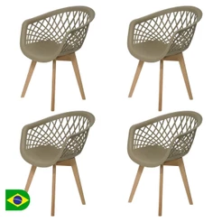 Kit 4 Cadeiras Para Mesa De Jantar Cozinha Sala Quarto Penteadeira Varanda Área Gourmet Web Nude