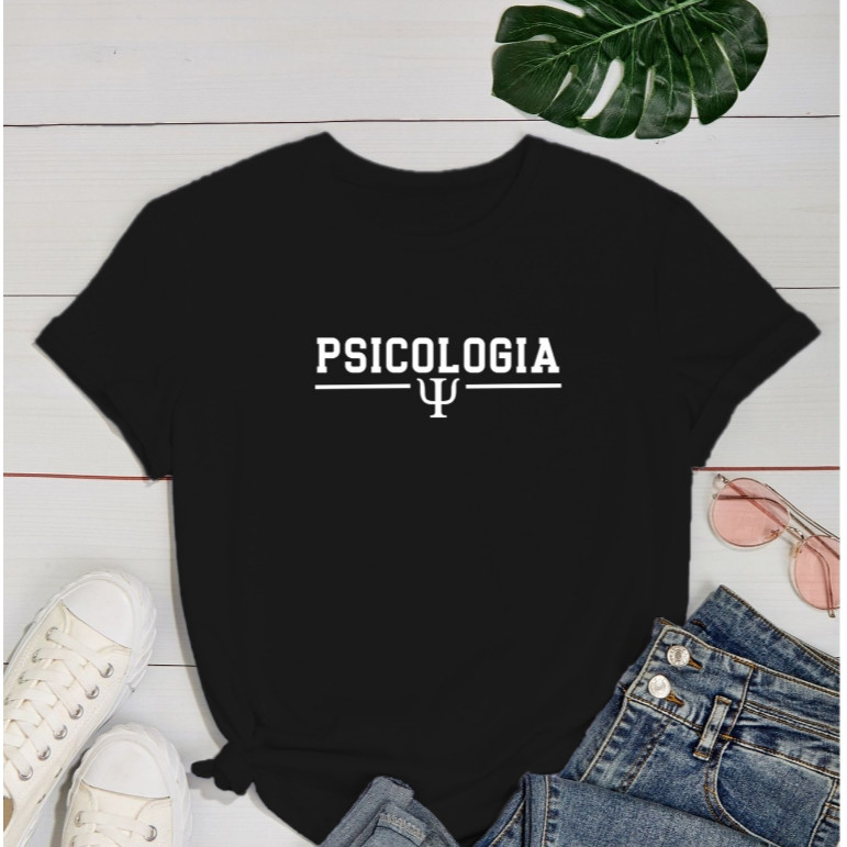 Baby Look Estampada Faculdade Psicologia com Brasão Profissão 100% Algodão alta qualidade