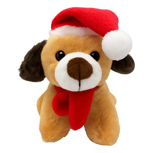 Cachorro Pelucia Natal C/ Gorro Wincy Marrom NTD13787