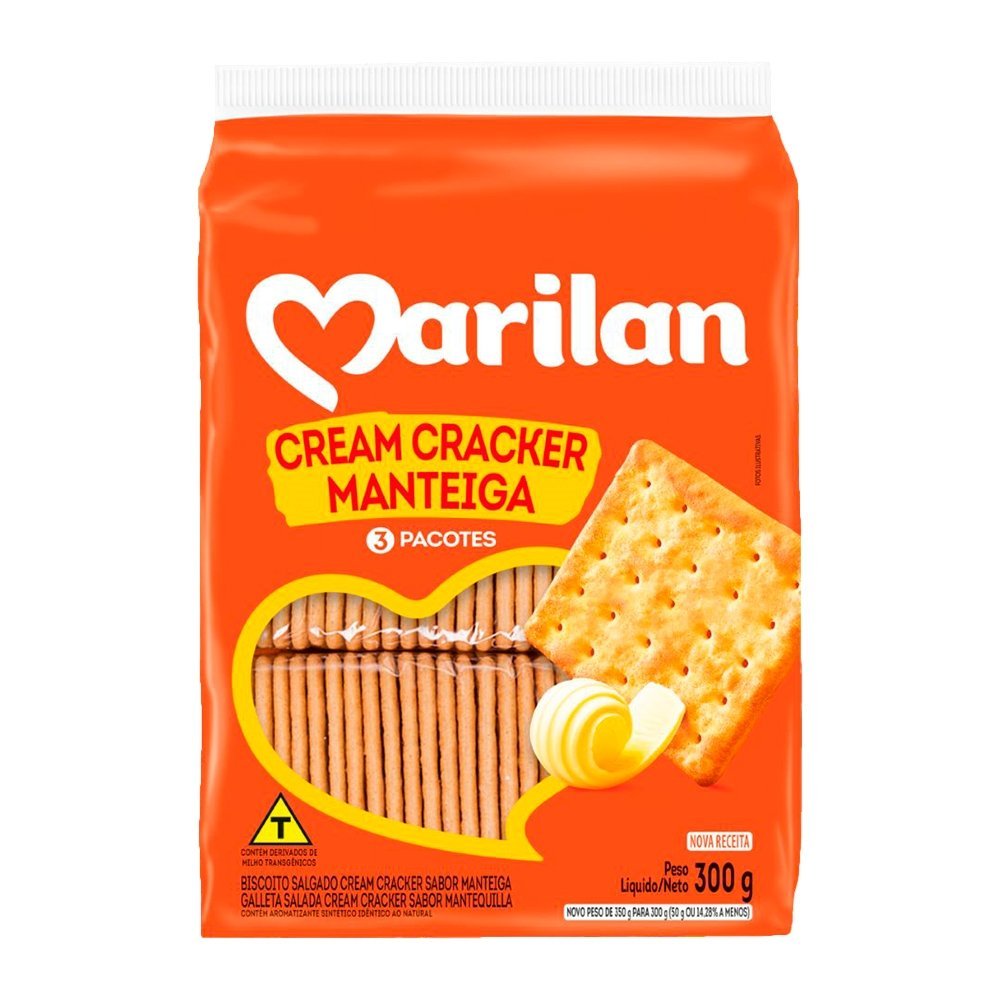 Biscoito Marilan Cream Cracker Manteiga 300g - Embalagem com 24 Unidades em Oferta na Shopee