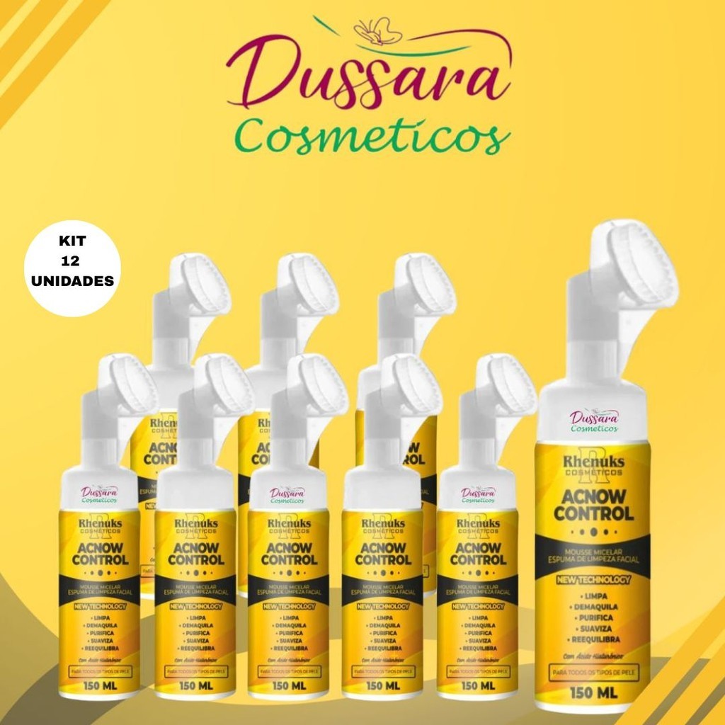 Kit 12 - 12unid (12) Mousse Micelar Espuma de Limpeza Facial Acnow Control 150ml Rhenuks
