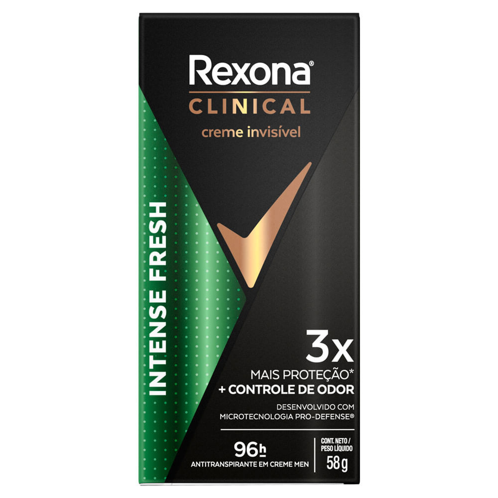 Desodorante Antitranspirante Rexona Clinical Creme Intense Fresh 96h com 58g Original