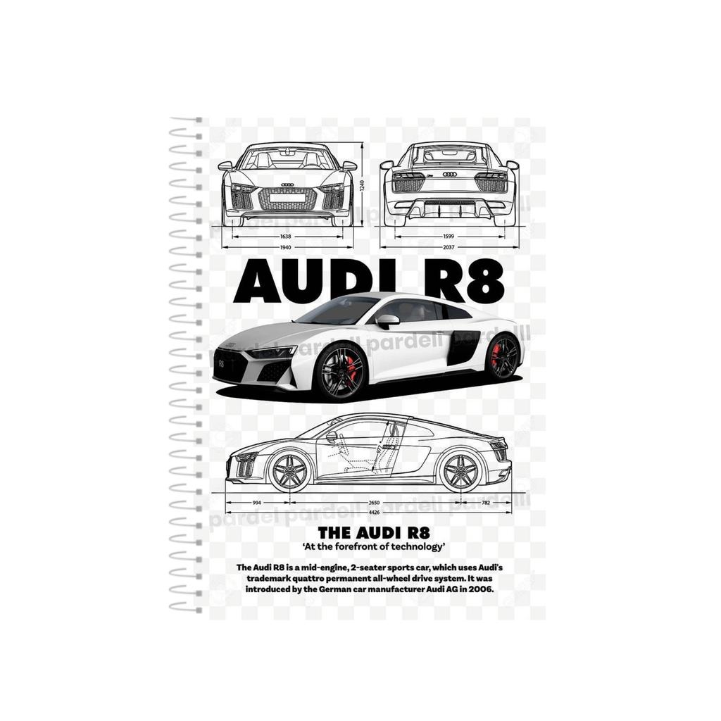 Caderno Audi R8 1 ou 10 Matérias