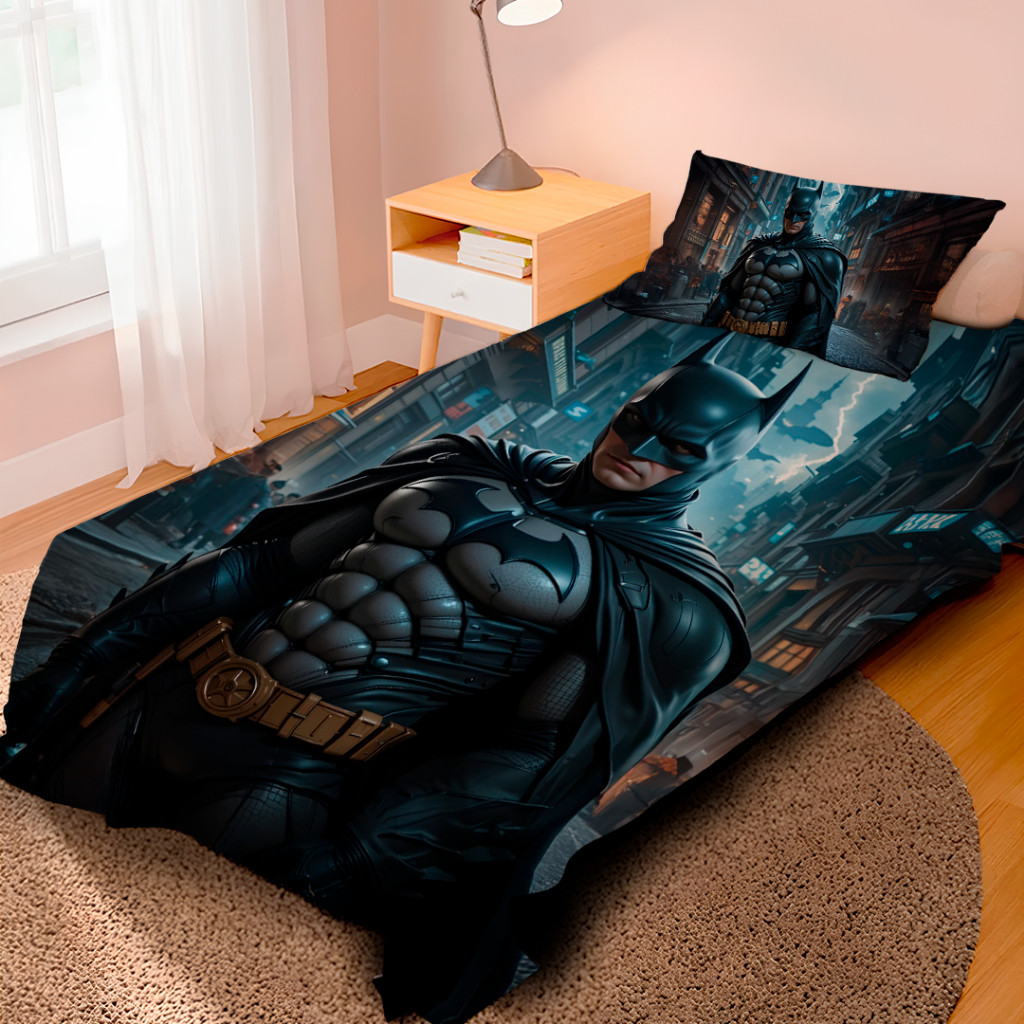 Lençol Cobre Leito Solteiro e Fronha Batman  / Pronta entrega/ envio imediato em Oferta na Shopee