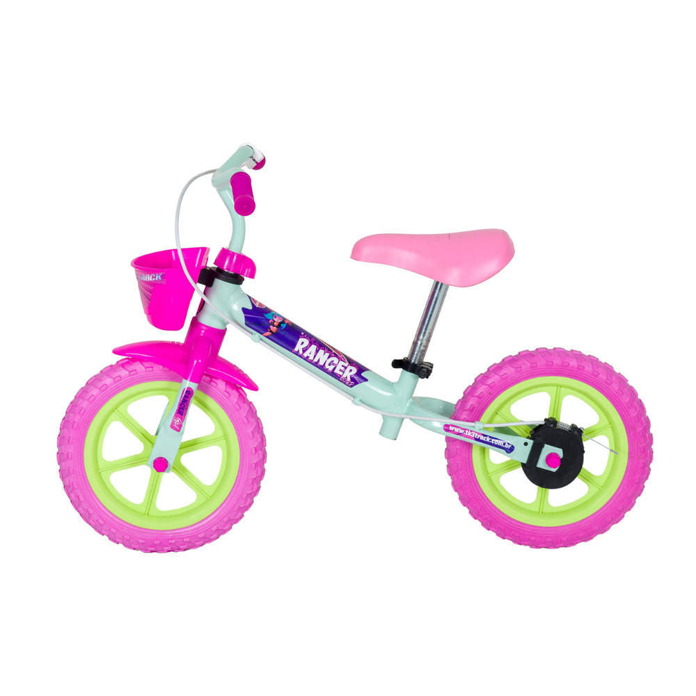 Bicicleta Infantil Aro 12 Balance Bike Ranger TK3 Track Verde Menta/Rosa