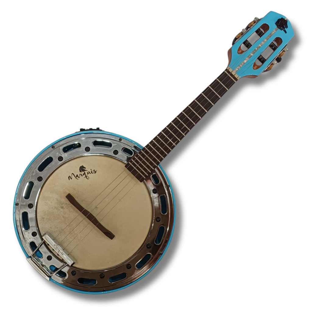 Banjo Elétrico Ativo Azul com Aro Cromado Marques