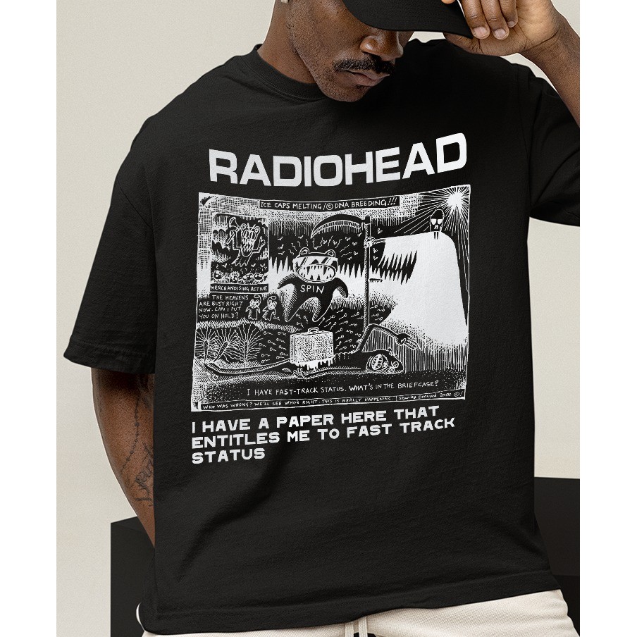 [Camiseta Premium em Algodão Puro]GXG Camiseta Basica e OVERSIZED Radiohead Spin Track Status Breeding Rock n Roll Uniss
