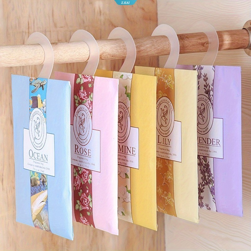 Sachê Portátil De 5 Unidades , Saquinho Perfumado Para Guarda-Roupa Suspenso , Saco Remoção De Odores De , Ambientadores em Oferta na Shopee