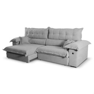 Sofá 5 Lugares Retrátil e Reclinável com USB Absoluto Linho Cinza em Oferta na Shopee