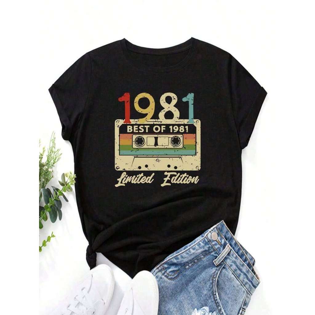 Tshirt Feminina Estilosa 1981 Camera Fotografica Estampada Lançamento Camiseta 100% Algodão Camisetão Solta