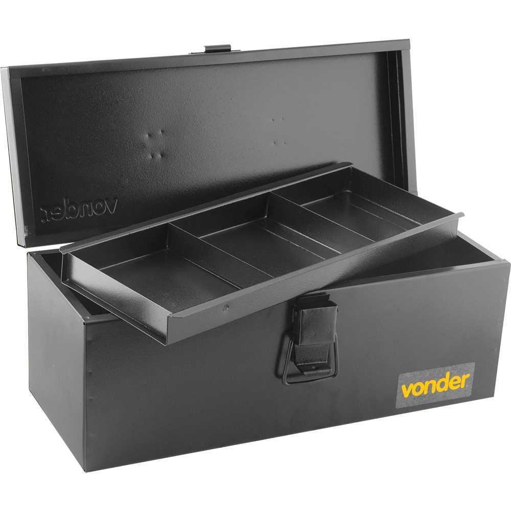 Caixa metálica para ferramentas tipo baú com bandeja 40,0 cm x 16,0 cm x 17,0 cm VONDER