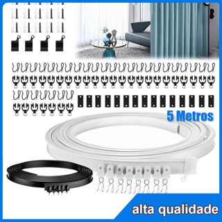 Faixa de Cortina flexível curva Sala Quarto Blackout Trilho Suíço Flexível kit completo 5 metros em Oferta na Shopee