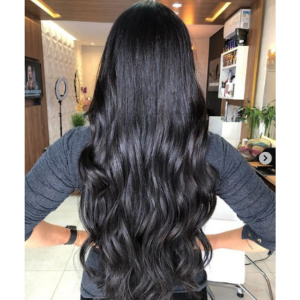 Baratinha Extensão de Cabelo em Fibra Orgânica WENG e Fairy Preto liso com Aplique Tic Tac para Volume -(Ondulado)