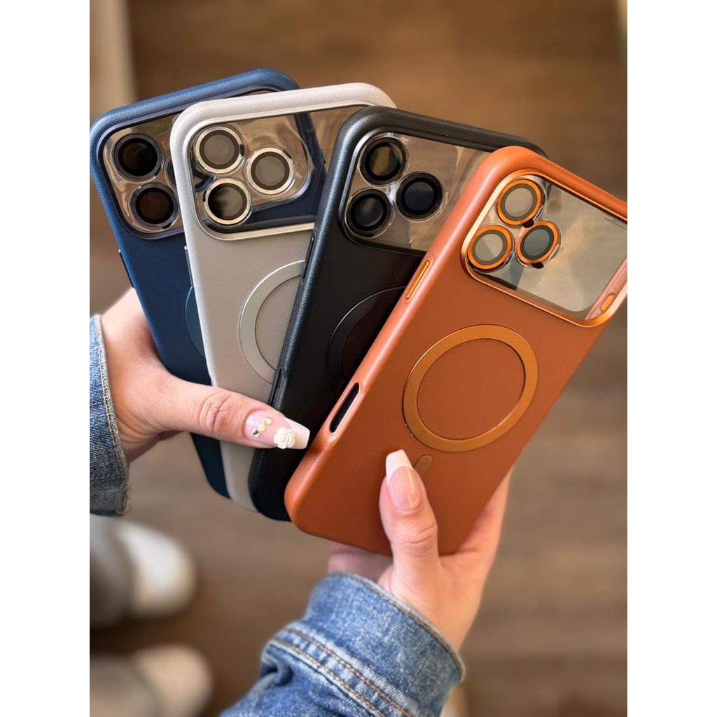 Capa iPhone 15/15PRO/15PROMAX16/16Pro/16ProMax /16E Magnética MagSafe Couro Luxo,Botões Metálicos e Carregamento Sem Fio