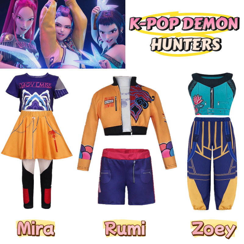 Halloween Cosplay Traje K-POP Bruxa Caça Grupo Mira Zoey Rumi Menina Das Crianças Role-playing Palco Cantando em Oferta na Shopee