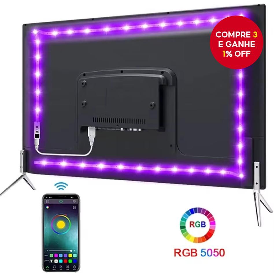 Fita LED USB Bluetooth Luzes RGB Autocolante para TV e Desktop 5V SMD 5050