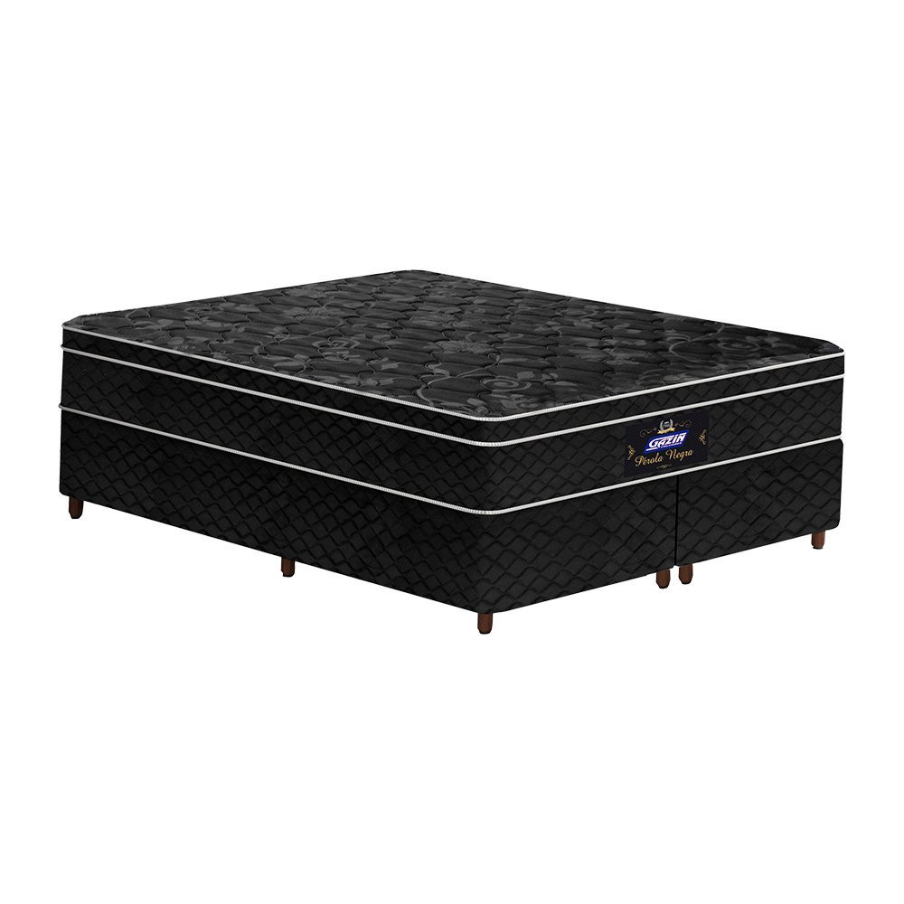 Conjunto Cama Box Queen de Molas Gazin Pérola Negra 158x198