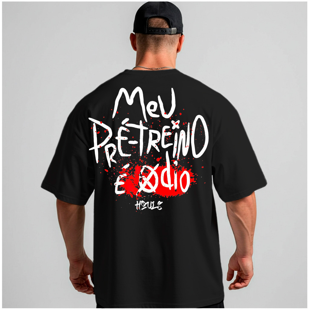 [Camiseta Premium em Algodão Puro]GXG Camiseta Oversized Academia Meu Pré Treino é o Ódio Frases Musculação Mentalidade