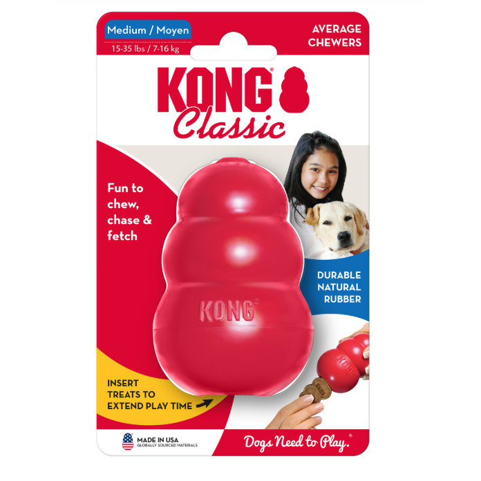 Brinquedo Mordedor Interativo Recheável para Cães Kong Classic Médio Medium