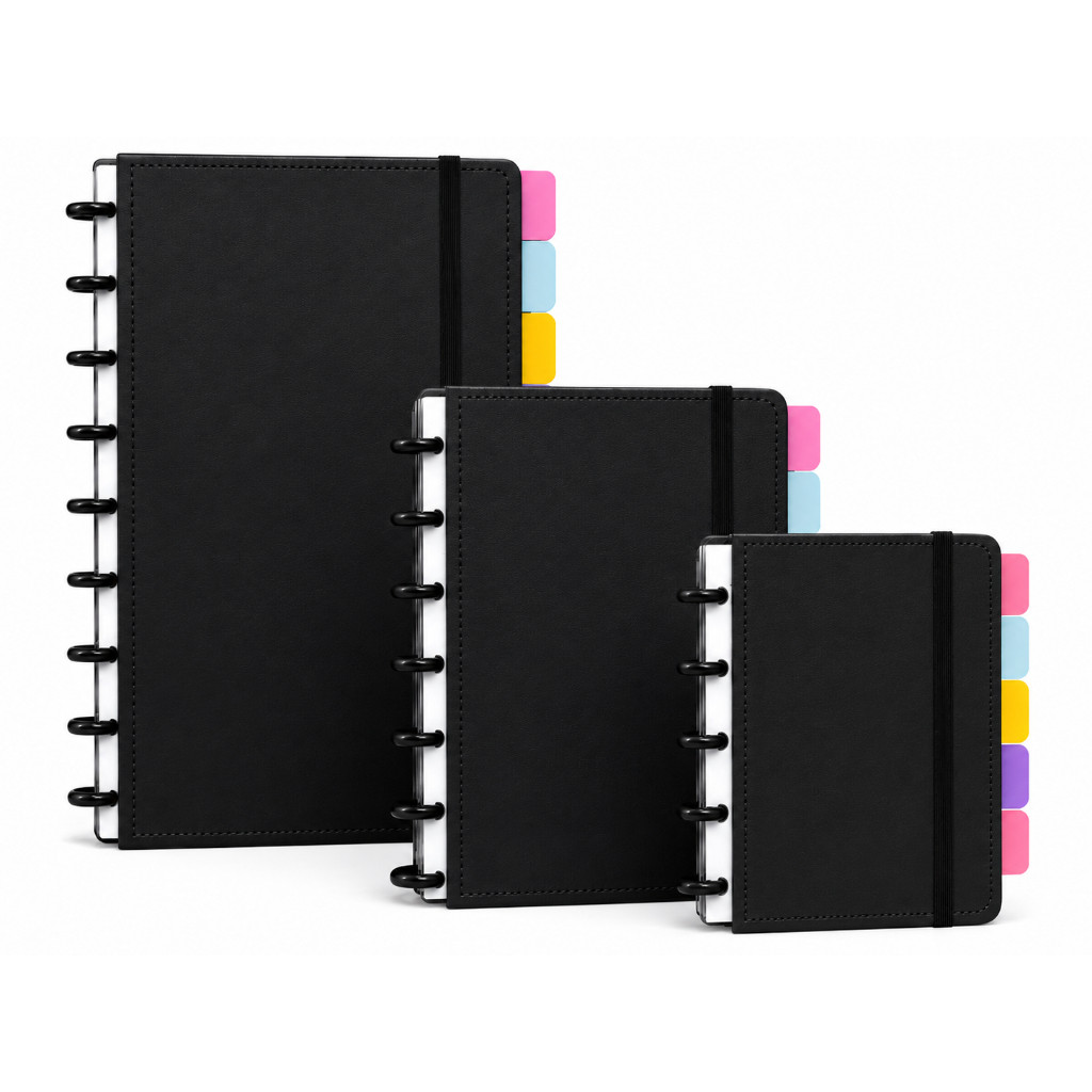 Caderno Grande tipo Inteligente Personalizado 8/10/11 Discos Capa Dura 80 Folhas Pautadas Escolar Planner Diário