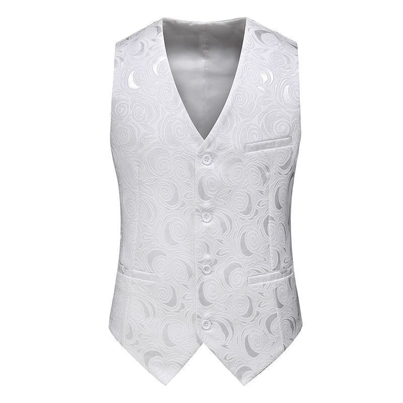 Primavera outono moda masculina único oco fino-ajuste terno colete esportista tamanho grande preto branco Casual colete