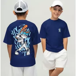 Camiseta Infantil Malha100% Algodão Camisa Divertida BaseBall pernalonga, Camiseta Adulto