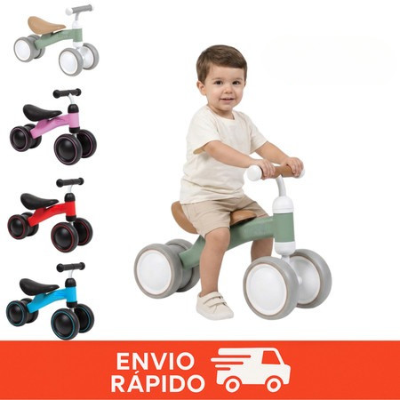 Bicicleta Equilíbrio Infantil Andador Sem Pedal 4 Rodas Bebê Criança