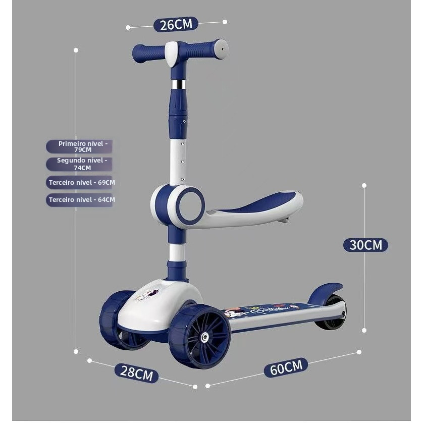 Scooter infantil dobrável três em um com roda silenciosa e pedal alargado--1707 — imagem 2 de 2