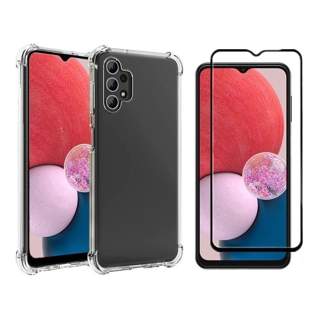 Kit 2 em1 Película Vidro 3D + Capa Capinha Transparente Para Samsung Galaxy A32 4G A52 A72 A13 A23 A73 A07 A17 spx 010