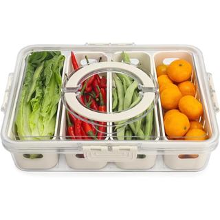 Caixa refrigerada para salada ShopwithGreen com tampa e alça, recipiente para armazenamento de frutas com 4 abridores de