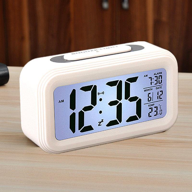 Versão de temperatura relógio inteligente silencioso relógio eletrônico sensor luz despertador Snooze relógio cabeceira 