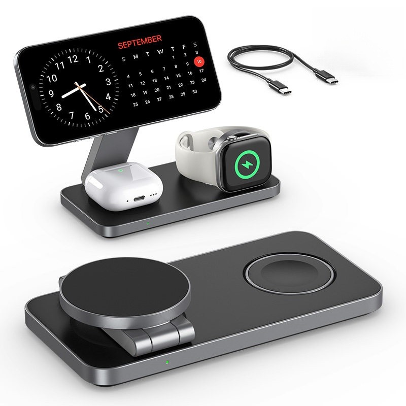Carregador sem fio três em um de 15 W adequado para Apple 17Pro16 Suporte de car