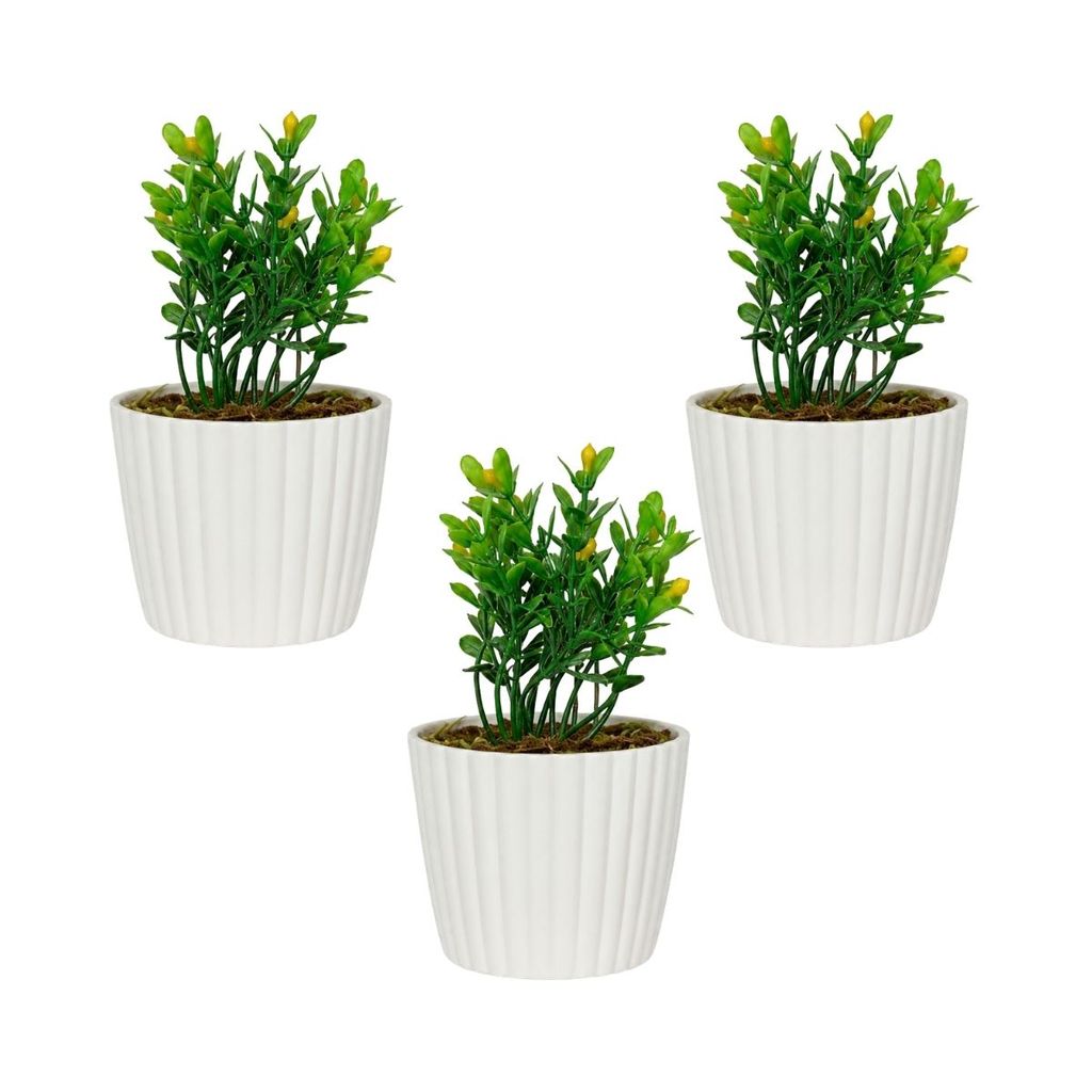 Kit 3 Mini Vasinhos Com Flores Artificiais Decoração para Casa Escritório Quarto