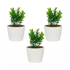 Kit 3 Mini Vasinhos Com Flores Artificiais Decoração para Casa Escritório Quarto