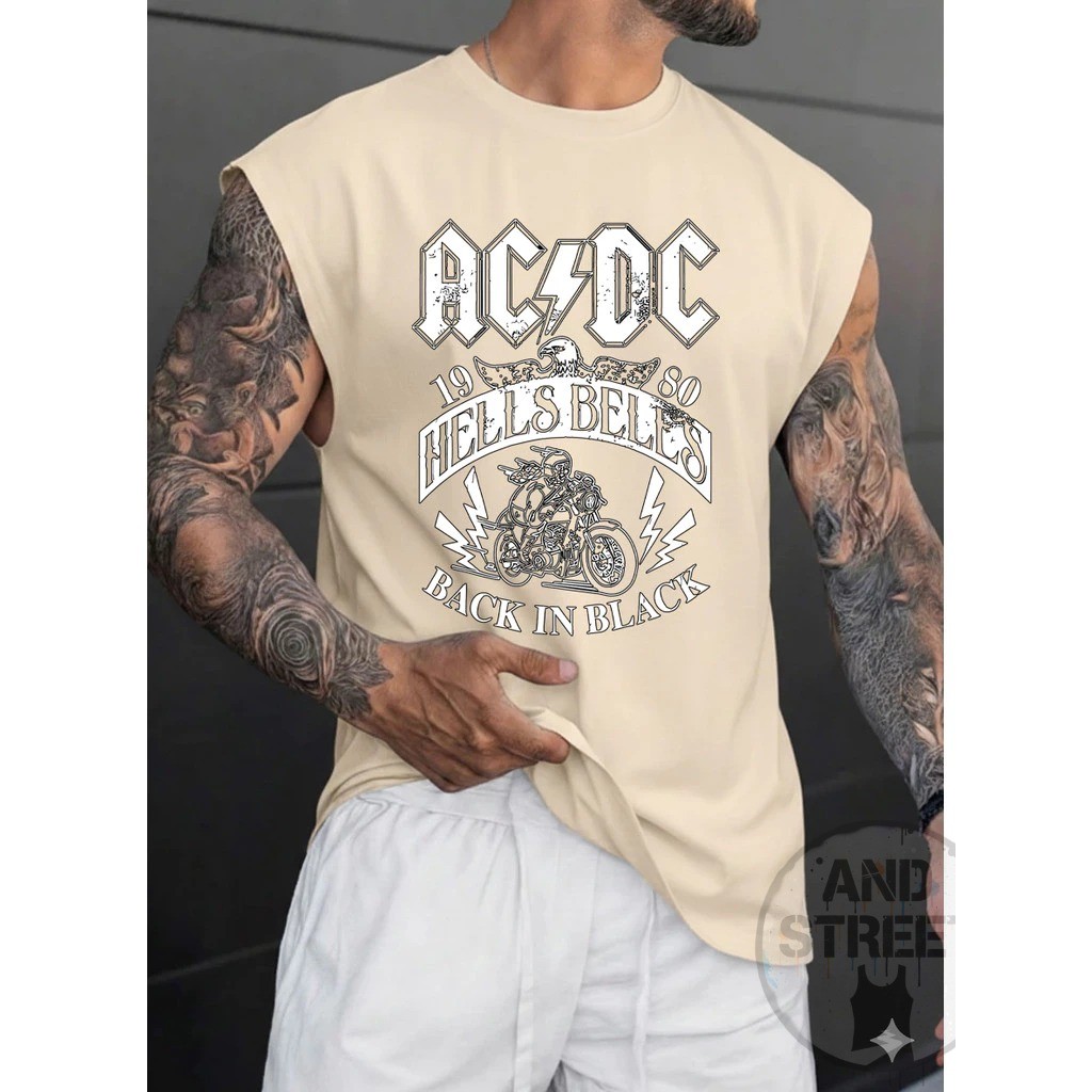 Regata Machão Oversized AcDc 100% Algodão 30.1 Academia Verão Basica Treinar Style Camisa camiseta