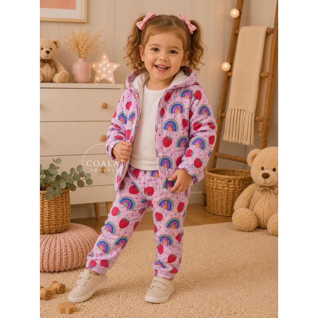 Conjunto de Moletom Estampado Premium de Inverno para Meninas