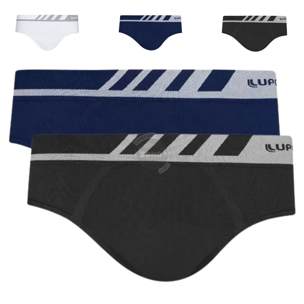 Kit 2 Cuecas Slip Lupo Adulto Microfibra Sem Costura Original Conforto (P ao XG)
