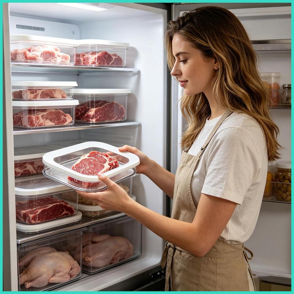 Recipientes De Armazenamento De Alimentos Com Tampa Transparente Hermético Reutilizável Organizador Recipiente De Carne 