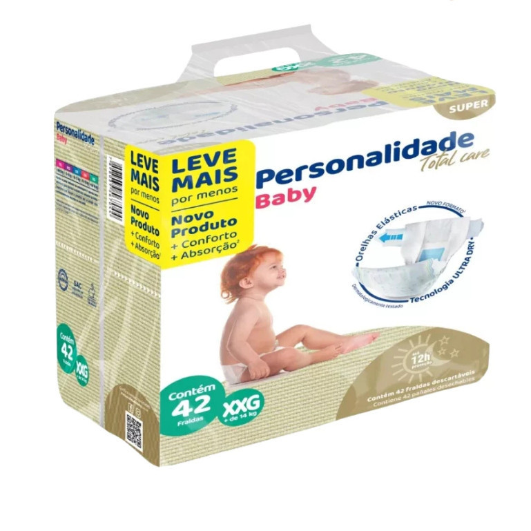 Fralda Descartável XXG Bebe Infantil Personalidade Baby Total Care Bag 42un