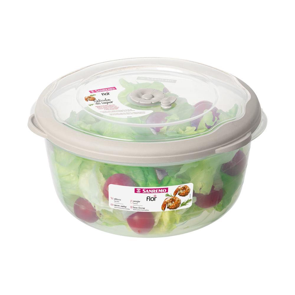 Pote Plástico Redondo Hermético Cappuccino 3,2L Flor Sanremo
