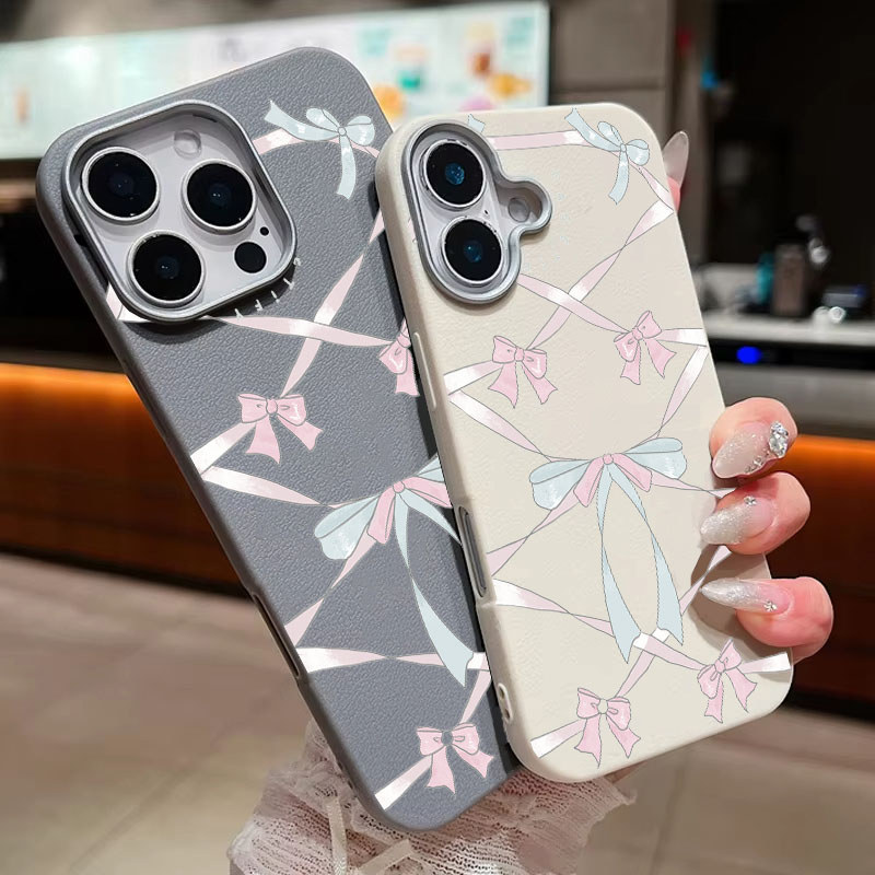 Capa De Telefone Com Textura De Lichia Padrão De Arco Rosa Fofo Para Samsung Galaxy A03 Core A04S A03S A02S A13 A23 A33 