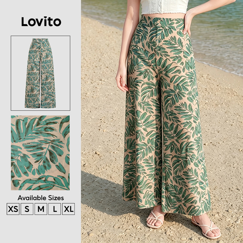 Lovito Férias Calça Padrão Calça de Primavera/verão para Mulheres L171ED504