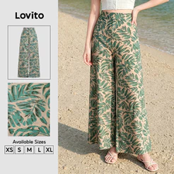 Lovito Férias Calça Padrão Calça de Primavera/verão Boho para Mulheres L171ED504