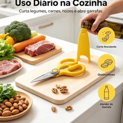 Tesoura Doméstica Multiuso Inoxidável para Cortar Ossos de Frango e Alimentos na Cozinha
