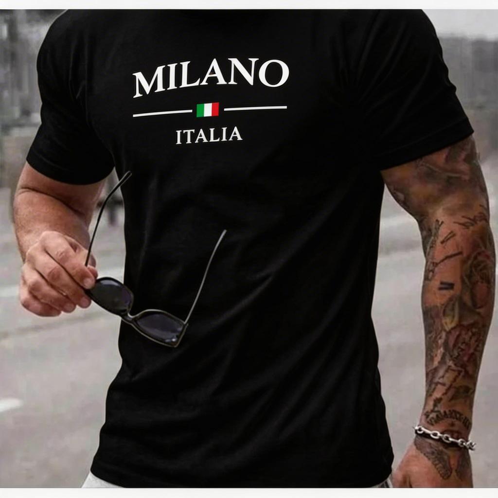Camiseta Masculina Milano Italia Camisa Casual Algodão Premium Confortável 100% Algodão