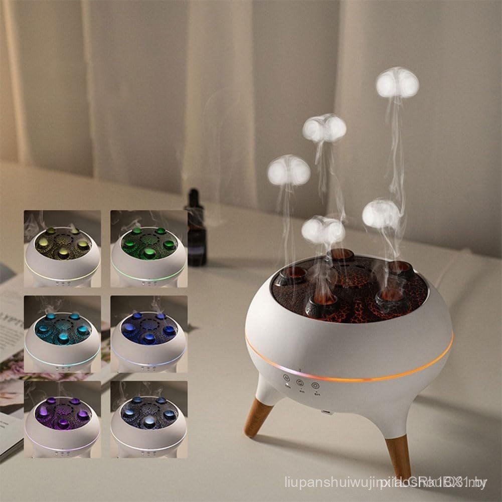 Difusor de óleos essenciais com luzes LED dinâmicas de efeito de água, umidificador com efeito de água, difusor de ar